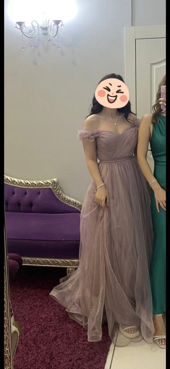 Lila Tüllü Abiye Elbise - Görsel 2