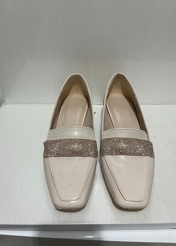 Bej Blok Topuklu Kadın Klasik Babet - Görsel 2