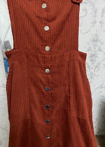 Düğmeli Kahverengi Bohem Uzun Kadın Tulum - Görsel 3