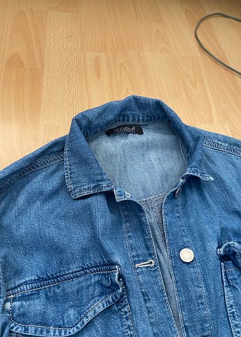 Düğmeli Mavi Kadın Kot tulum - Görsel 4