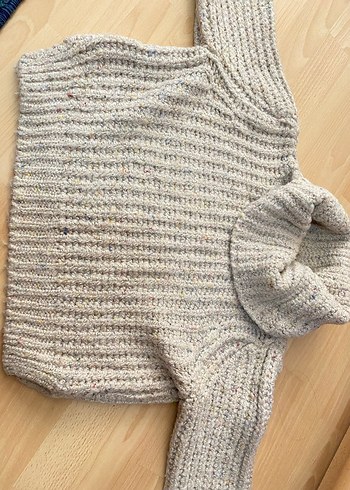 Bohem Tarz Bej Örgü Kazak - Görsel 3