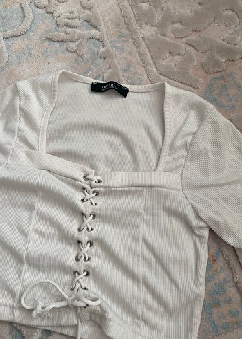 Düğmeli Beyaz Kadın Bluz - Görsel 3