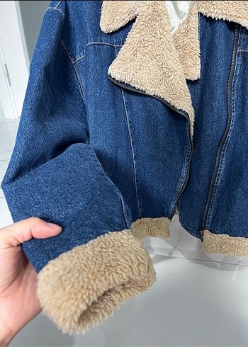 Kadın Mavi Kürklü ceket - Görsel 5