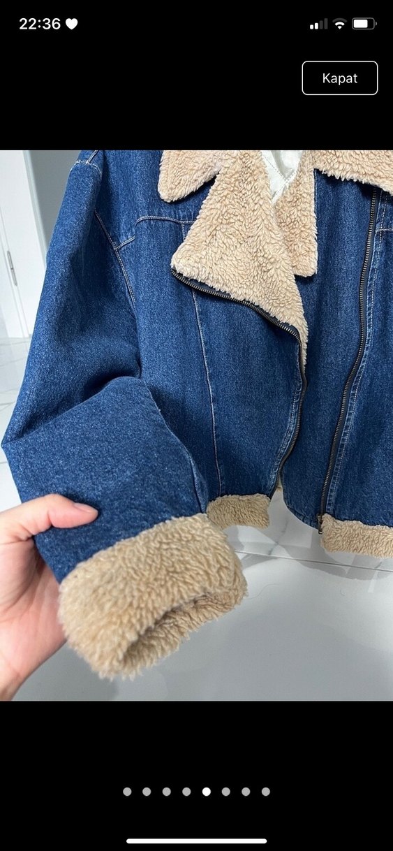 Kadın Mavi Kürklü ceket - Görsel 5