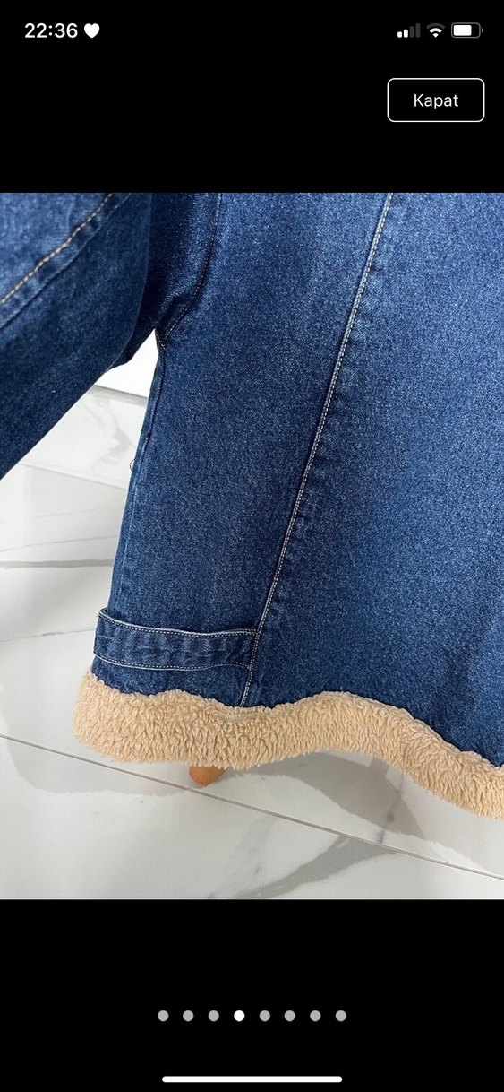 Kadın Mavi Kürklü ceket - Görsel 3