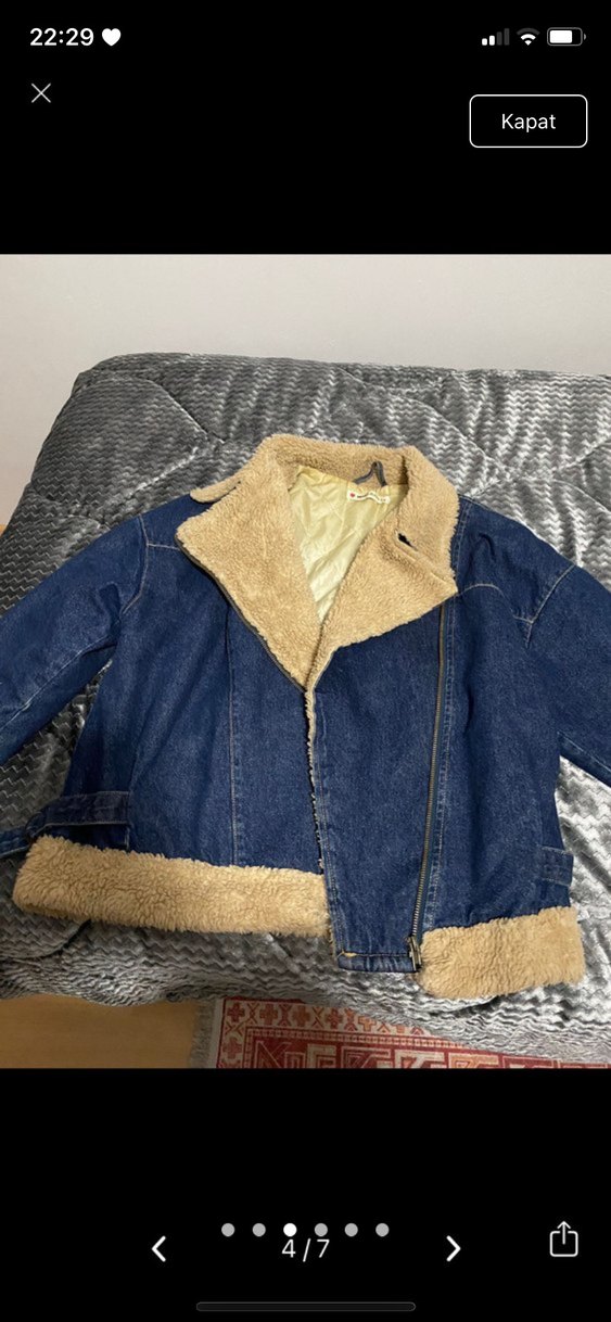 Kadın Mavi Kürklü ceket - Görsel 4