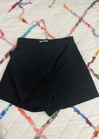 Addax Düğmeli Siyah Mini Etek