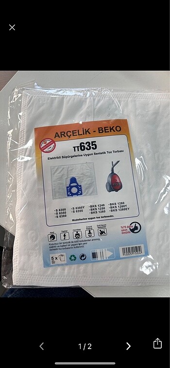 Arçelik beko süpürge toz torbası