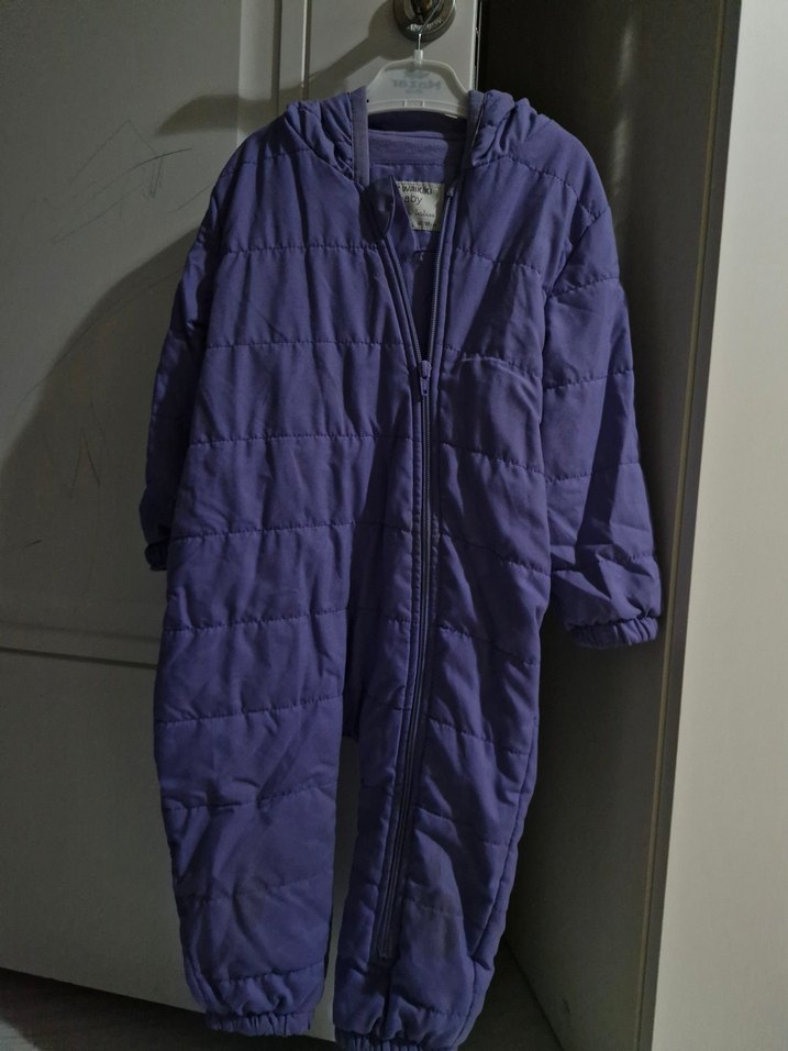 Mor Bebek Kız Tulumu Fermuarlı Kapüşonlu - Görsel 2