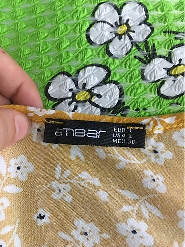 l Beden sarı Renk Ambar sarı çiçekli crop