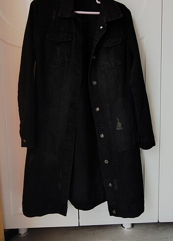 Siyah uzun kot ceket 