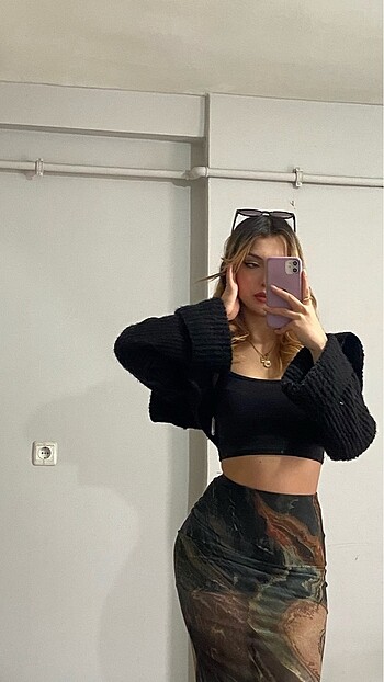 Diğer Midi Boy Astarlı Transparan Etek
