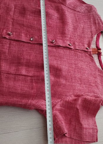 38 Beden bordo Renk Düğmeli Bordo Keten Uzun Elbise