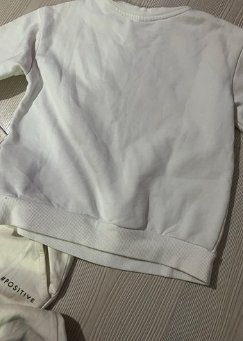 Beyaz Baskılı Pamuklu Sweatshirt ve Eşofman - Görsel 4