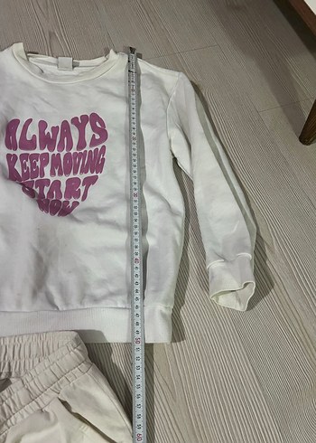 Beyaz Baskılı Pamuklu Sweatshirt ve Eşofman - Görsel 11