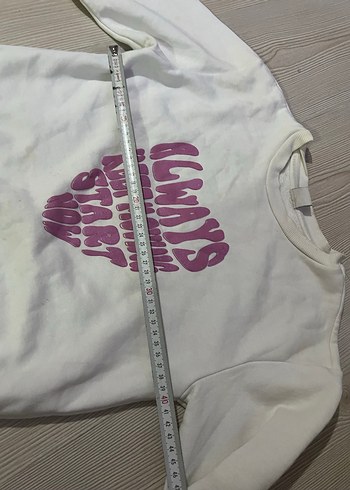 Beyaz Baskılı Pamuklu Sweatshirt ve Eşofman - Görsel 2