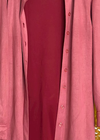 Bordo Süet Uzun trençkot - Görsel 6