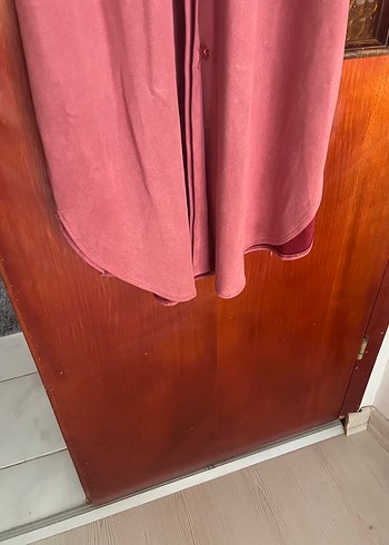 Bordo Süet Uzun trençkot - Görsel 9