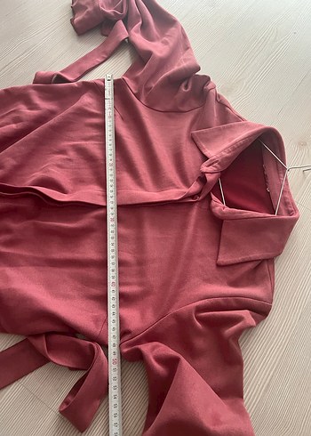 Bordo Süet Uzun trençkot - Görsel 7