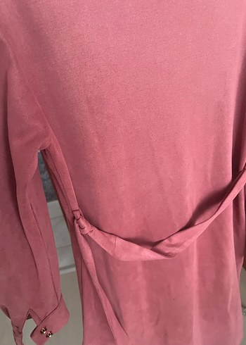 Bordo Süet Uzun trençkot - Görsel 4