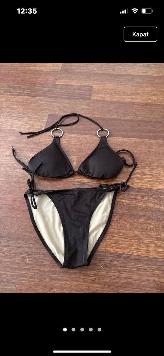 Siyah İpli Bohem Bikini Altı üstü - Görsel 2