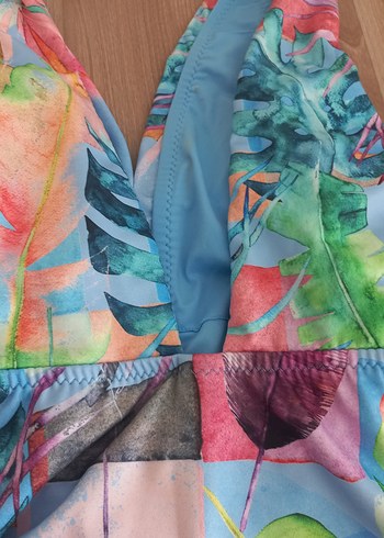 Bohem Tarzda Çok Renkli Drapeli Kadın Mayo - Görsel 4