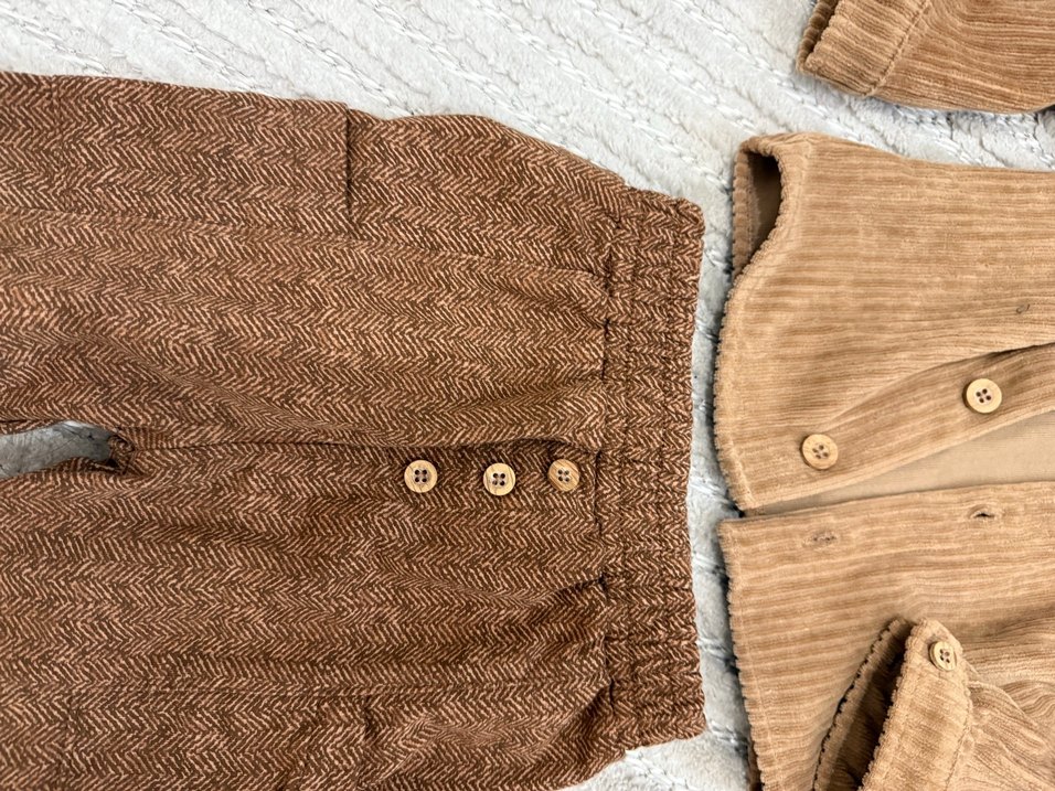 Düğmeli Kahverengi Bebek Erkek Takım - Görsel 2