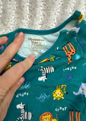 Uzun Kollu Turkuaz Desenli Bebek Body - Görsel 2