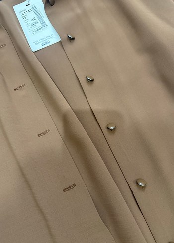 Doque Düğmeli Uzun Kollu Kahverengi Kadın Tunik - Görsel 2