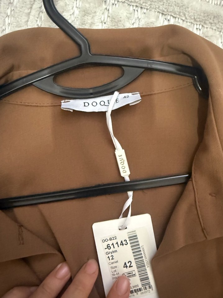 Doque Düğmeli Uzun Kollu Kahverengi Kadın Tunik - Görsel 3