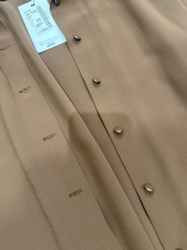 Doque Düğmeli Uzun Kollu Kahverengi Kadın Tunik - Görsel 2