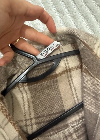 Bej Ekose Uzun oduncu Kadın Gömlek - Görsel 2