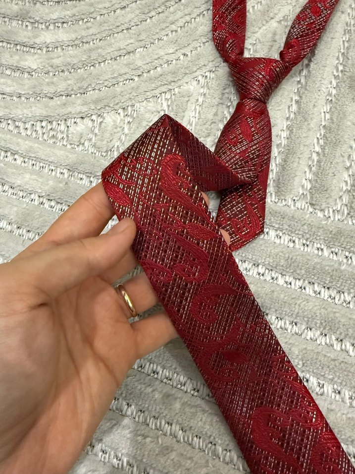 Bordo Erkek Kravat ve Mendil Seti - Görsel 2