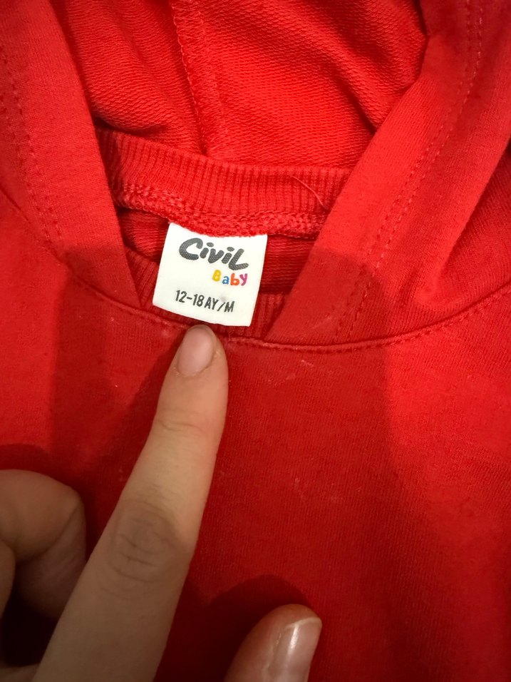 Kırmızı Kapüşonlu Erkek Çocuk Sweatshirt - Görsel 2