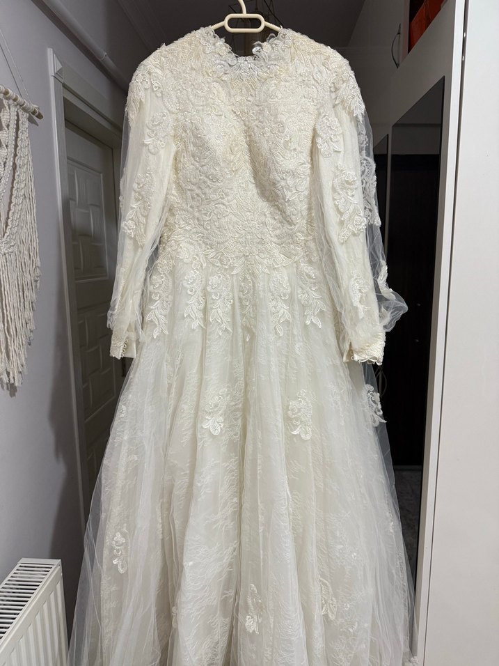 Beyaz Vintage Prenses Gelinlik - Görsel 2