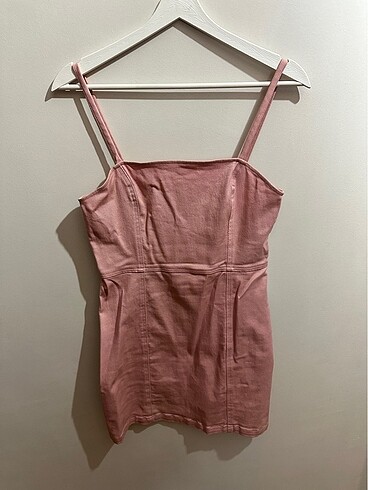 H&M H&m likralı gül kurusu jean elbise