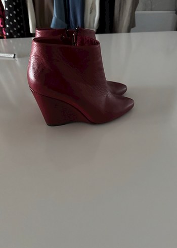 Bordo Deri Kadın Bot - Görsel 2