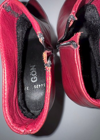 Bordo Deri Kadın Bot - Görsel 4