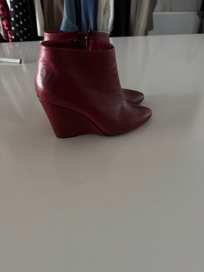 Bordo Deri Kadın Bot - Görsel 2