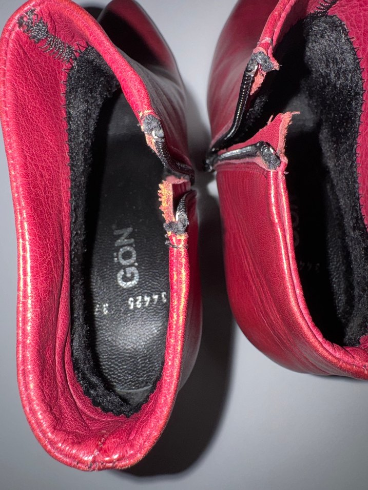 Bordo Deri Kadın Bot - Görsel 4