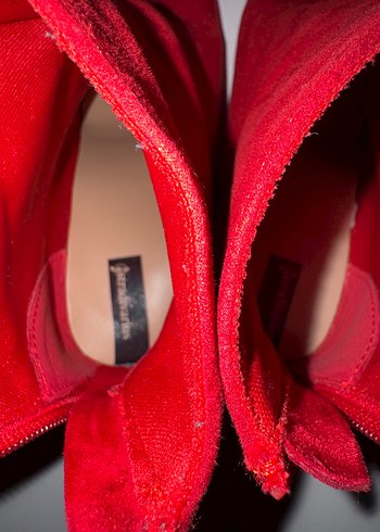 Kırmızı Süet Topuklu Kadın Bot - Görsel 4