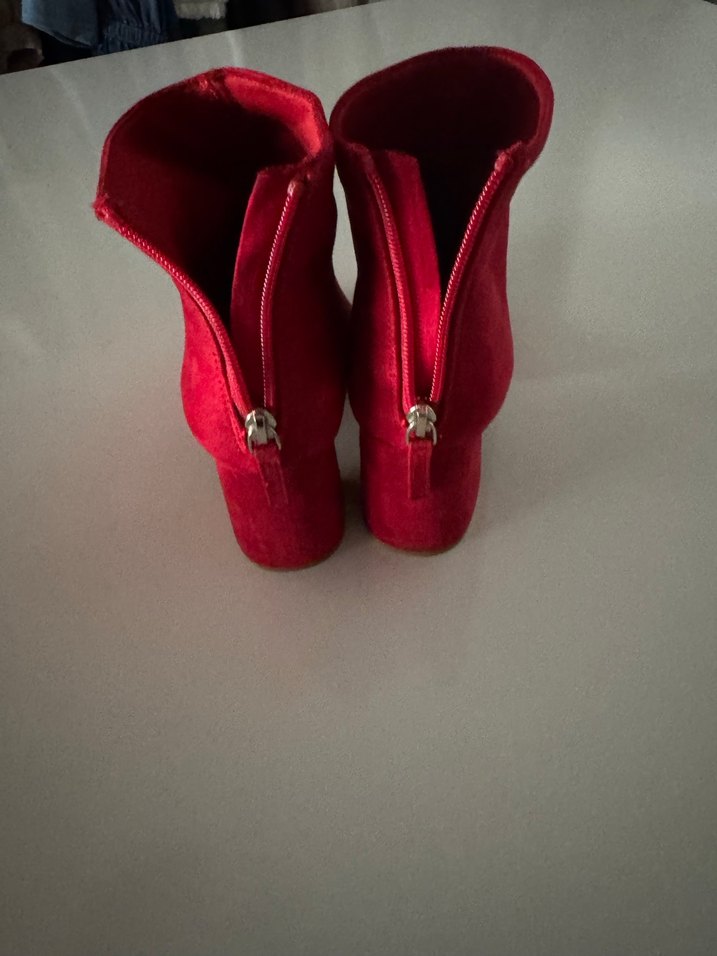 Kırmızı Süet Topuklu Kadın Bot - Görsel 3