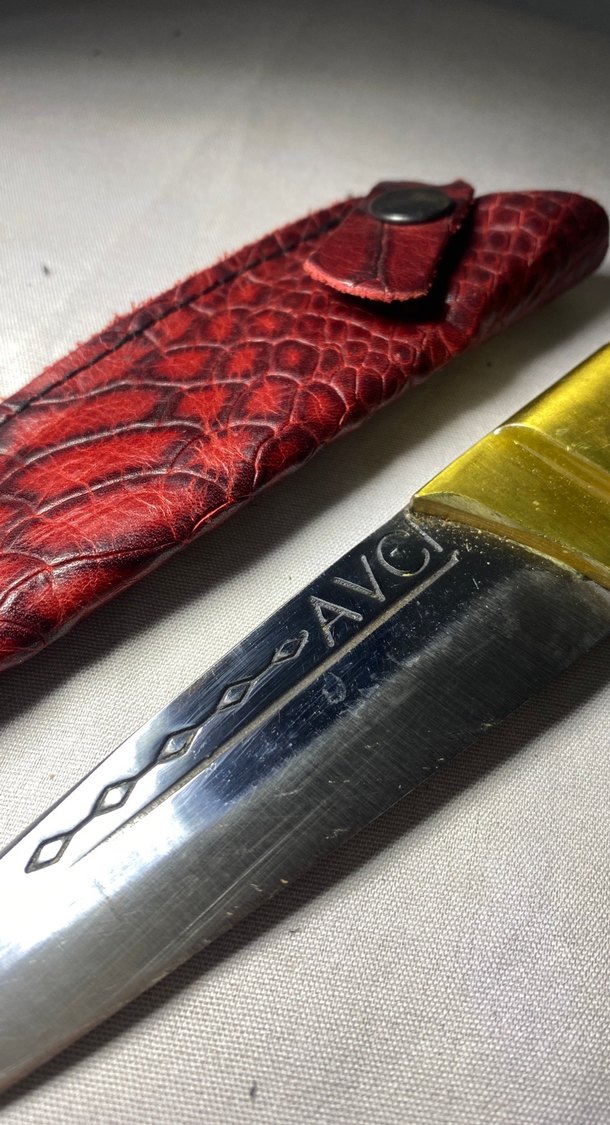 Ahşap Saplı Altın Renkli Bıçak ve Kılıf - Görsel 2