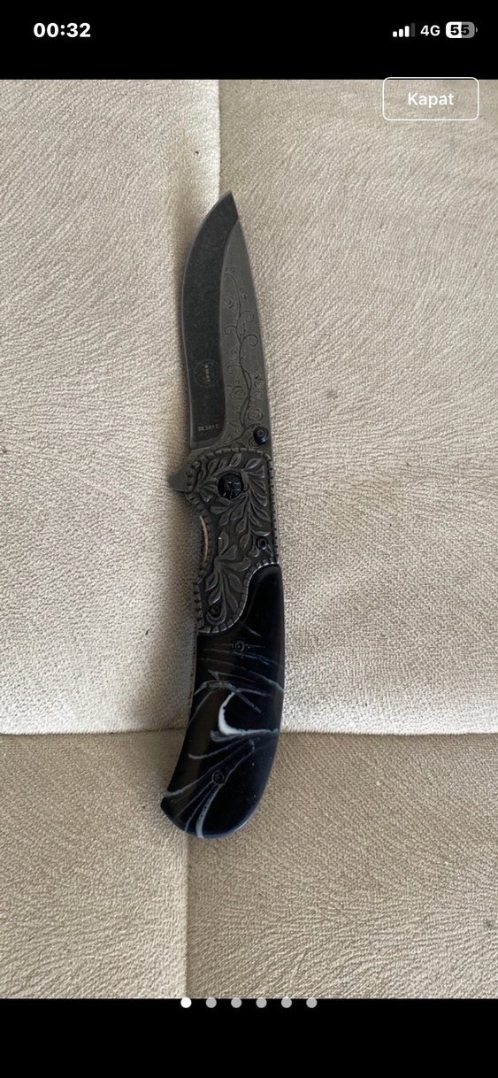 Desenli Siyah Katlanır Cep Bıçağı - Görsel 3