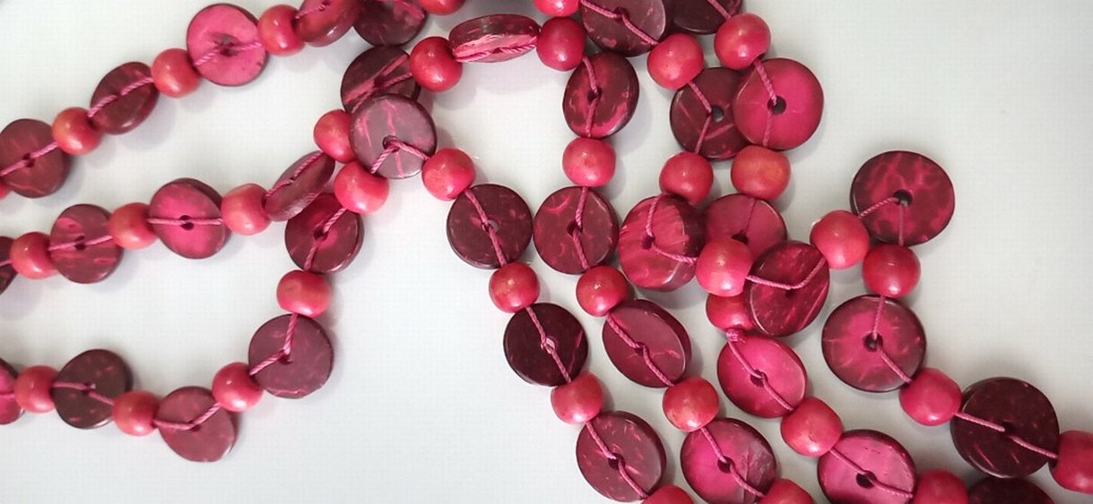 Pembe Ahşap Boncuklu Uzun Bohem Kolye - Görsel 2