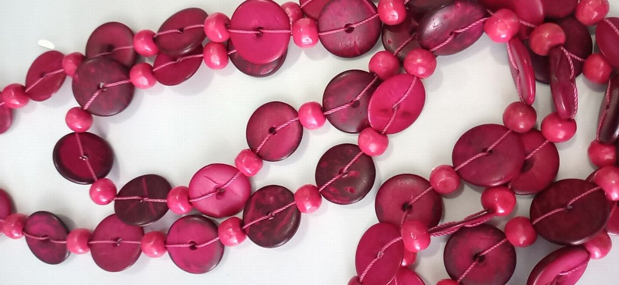 Pembe Ahşap Boncuklu Uzun Bohem Kolye - Görsel 5