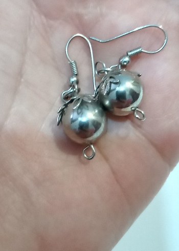 Gri Top Boncuklu Midi Kadın Küpeler - Görsel 2