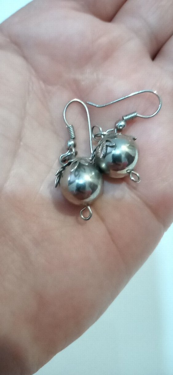 Gri Top Boncuklu Midi Kadın Küpeler - Görsel 2