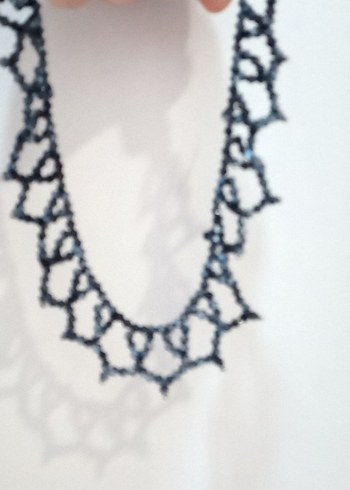 Lacivert Boncuklu Gotik Kolye Seti - Görsel 4