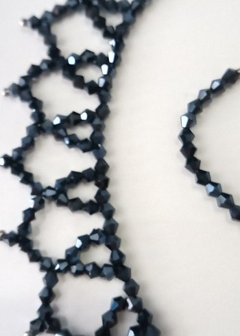 Lacivert Boncuklu Gotik Kolye Seti - Görsel 5